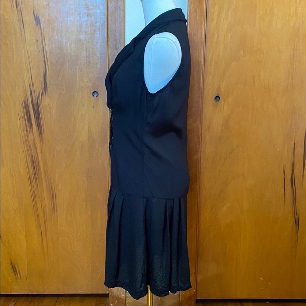 Black Zippered Dress Collar Sleeveless P2P 18.5” Length 34” Punk Rock Moto Alt - Picture 2 of 9